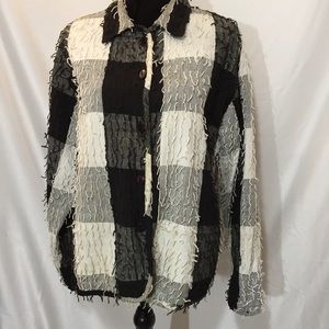 Keren Hart  B/W  jacket with loose threads size L.
